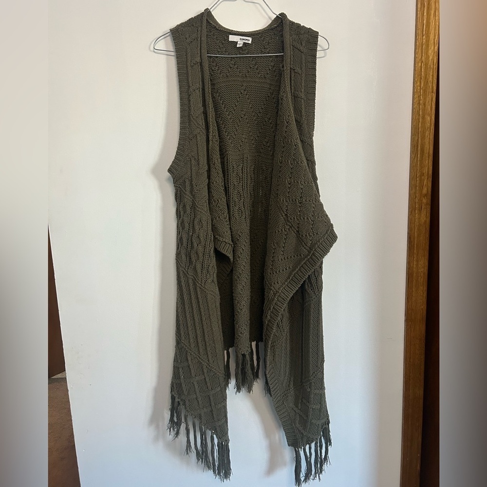 Women's Olive Green Knit Sweater Vest